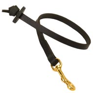 Short Leather Black Russian Terrier Leash with Round Handle  Short Leather Black Russian Terrier Leash with Round Handle