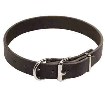 Dog Leather Collar for Black Russian Terrier Training and Walking