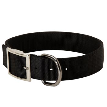 Nylon Black Russian Terrier Collar with Adjustable Steel Nickel Plated Buckle
