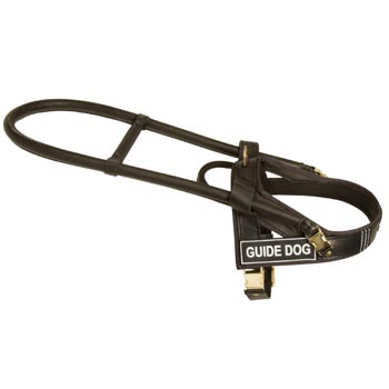 Black Russian Terrier Guid Harness Leather for Dog Assistance