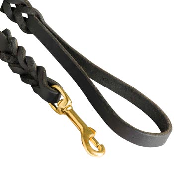 Black Russian Terrier Leash Brass Snap Hook and Soft Handle