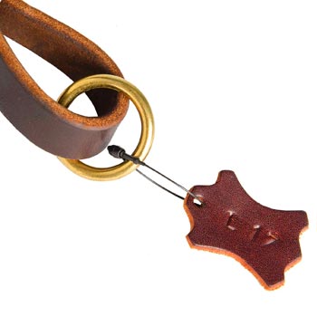 Leather Pull Tab for Black Russian Terrier with O-ring for Leash Attachment