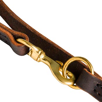 Black Russian Terrier Leather Leash with Brass Snap Hook and O-ring