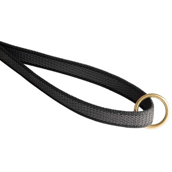 Black Russian Terrier Nylon Leash with Brass O-ring on Handle