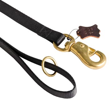 Black Russian Terrier Nylon Leash with Brass O-ring and Snap Hook
