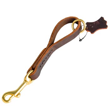 Pull Tab Leather Dog Leash for Black Russian Terrier