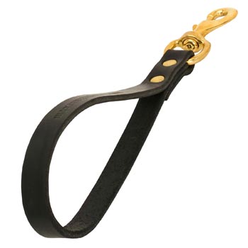 Black Russian Terrier Leash Leather Short with Snap Hoook Made of Brass