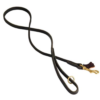 Leather Dog Leash Stitched with Smooth Surface for  Black Russian Terrier