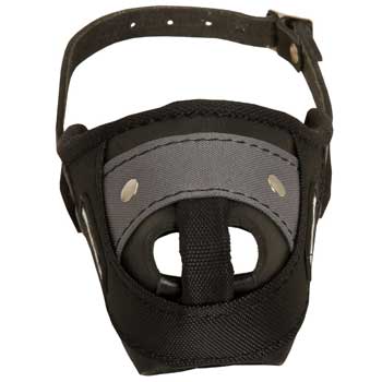 Nylon and Leather Black Russian Terrier Muzzle with Steel Bar for Protection Training